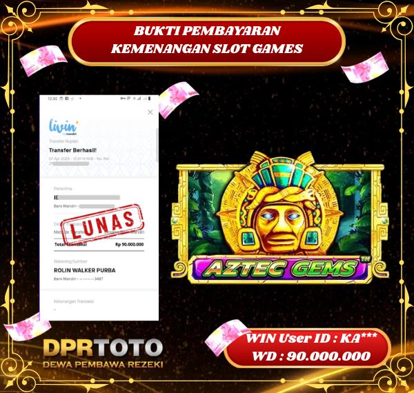 KEMENANGAN BESAR SLOT AZTEC GEMS  Rp 90.000.000 - LUNAS